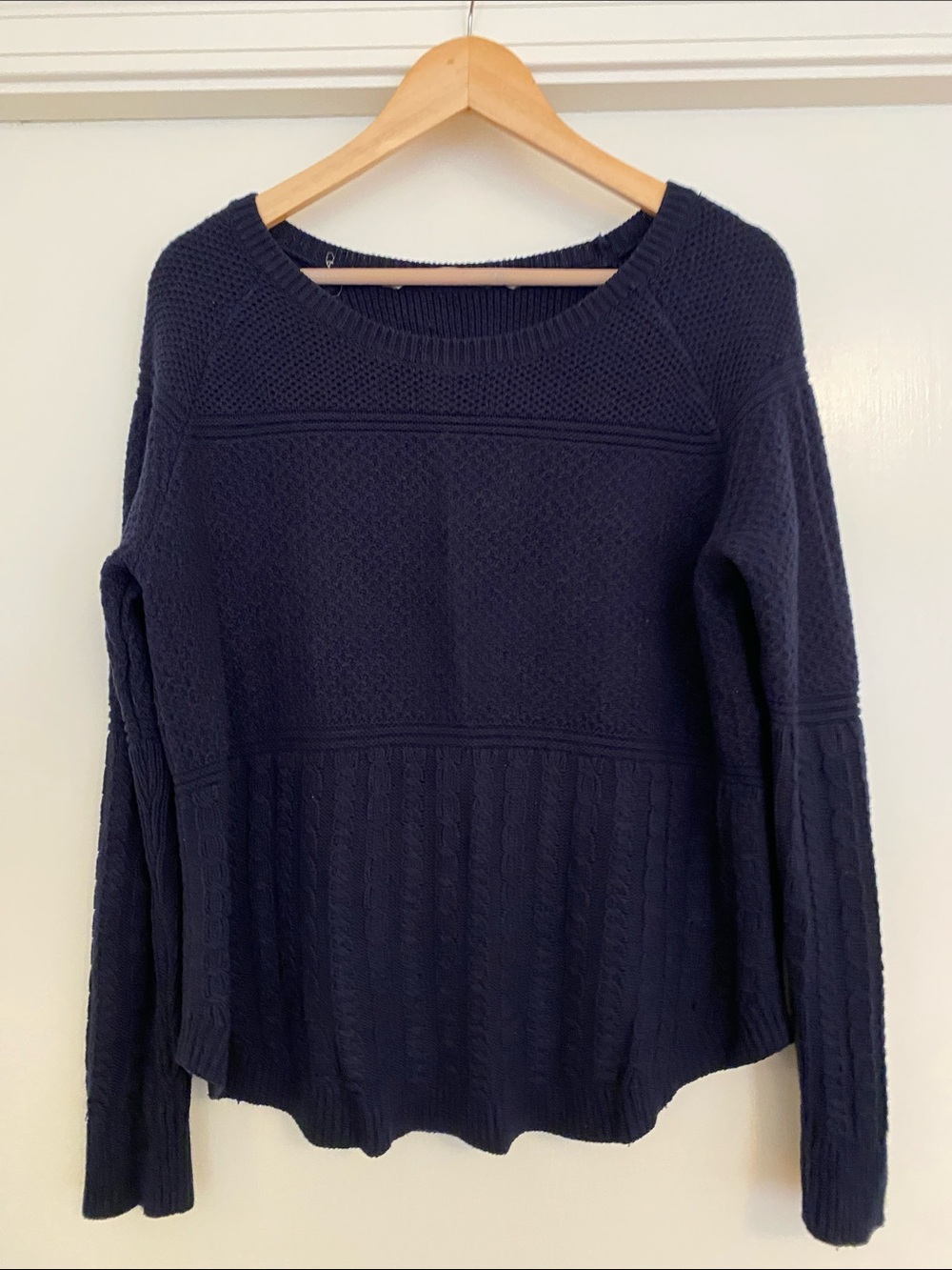 Athleta Navy Textured Crewneck Sweater